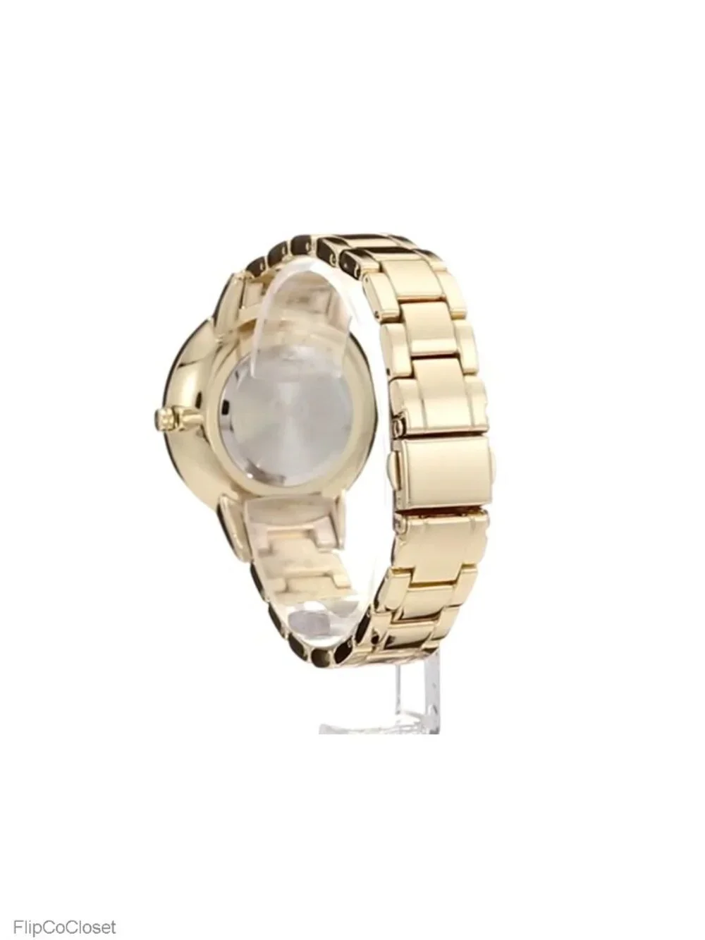 Crystal Accented Bracelet Watch with Gold-Tone Link Band